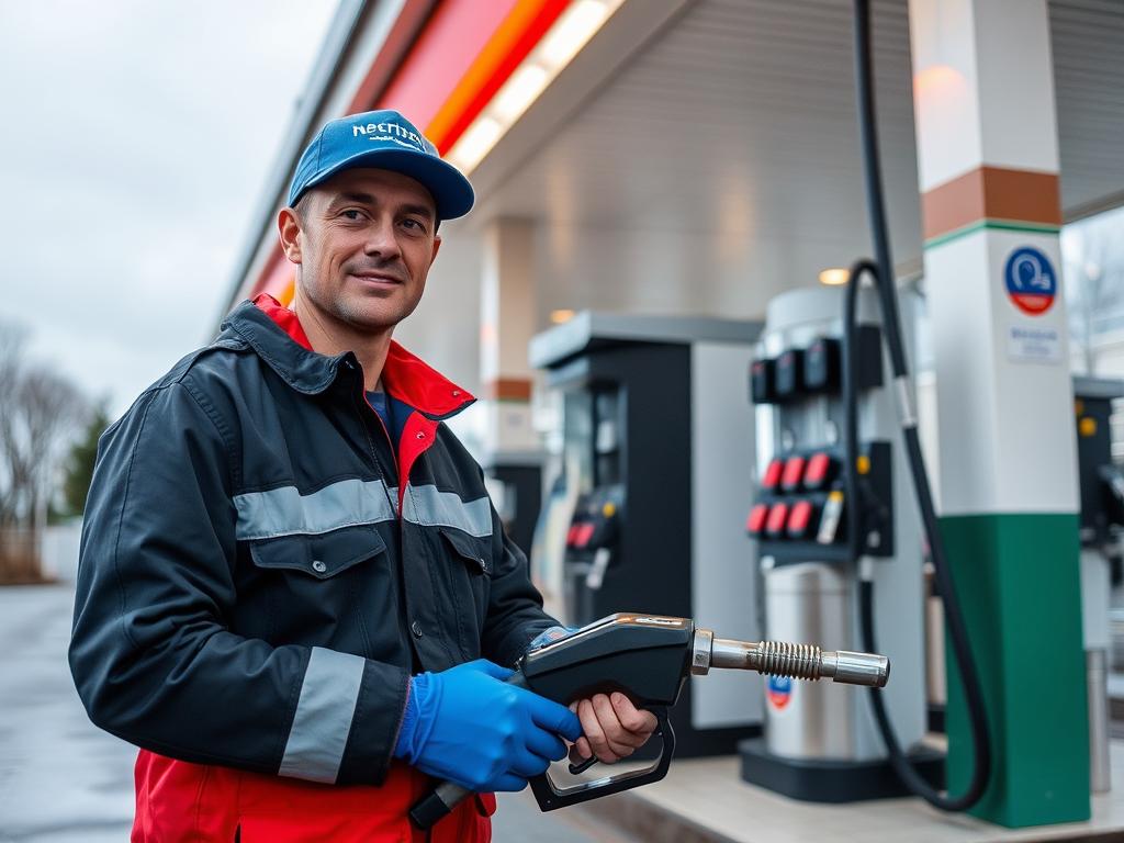 Working as an operator at a gas station in Gazprom Neftфото